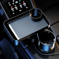 Car Cup Holder Tray 360 Degree Rotation Car Tray Cell Phone Slot Car Food Table Organizer Adjustable Drink Holder Car Snack Tray