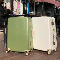 新款皮紋拉桿箱女行李箱海關鎖旅行箱密碼鎖登機箱