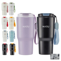 【Maru 丸山製研】保溫瓶買一送一-venti鈦瓷咖啡保溫杯600ml-黑+米杯(陶瓷保溫杯/咖啡隨行杯/不鏽鋼保溫瓶)