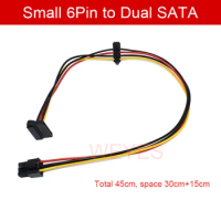 Small 6Pin to Dual SATA for DELL Vostro 3070 3670 3967 3977 3980 Desktop Computer HDD SSD Power Supply Cable Adapter NEW