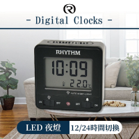 RHYTHM CLOCK 日本麗聲鐘 經典款溫度顯示居家辦公小型電子鐘(黑色)/6.7cm