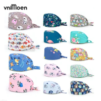 wholesale unisex frosted cap Printing clinique pet grooming caps cotton breathable adjustable lab Research Institute work hats