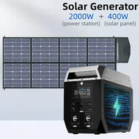2000W Solar Generator LiFePO4 Portable Power Station 200W 400W Foldable Solar Panel Charger Green Power for Outages and Outdoors