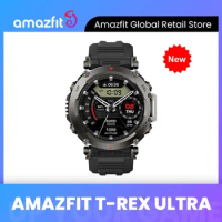 2023 New Product Amazfit T-Rex Ultra Smart Watch Rugged Outdoor Military-grade Dual-band GPS Smartwatch For Android IOS Phone