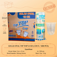 1 dus ( 1000 pcs ) Gelas Oval TIP TOP 12oz 14oz 16oz 18oz 22oz / Gelas Plastik Oval Tip Top / U Cup 