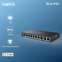 Reolink PoE Switch with 8 PoE Ports 2 Gigabit Uplink Ports 120W Ethernet Switch PoE Injector Power Supply for PoE IP Cameras