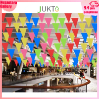 JUKTA[COD]80M Bendera Hias /Festival Bendera Segitiga /Warna Warni Bendera Kain Segitiga /dekorasi p