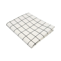【TRENY】北歐棉麻桌巾桌布-白格子145x230