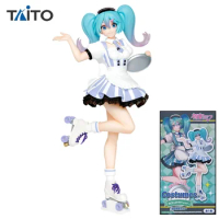 Original TAITO Anime Hatsune Miku Figure Maid Skating Miku Model Heterochromatic 18Cm Pvc Figurine Model Toys for Kids Gift