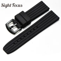 22mm Striped Silicone Rubber Watchband for Seiko Citizen Watch Bracelet Diver Belt Mens Wristwatch Strap Correas Relojes Hombres
