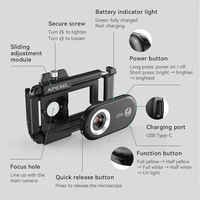 APEXEL Lensa Kamera HP Smartphone Microscope 200X LED - Pengamatan Detail, Lebih Jelas di Smartphone