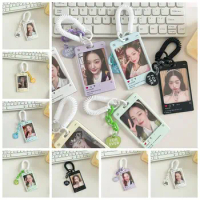 Acrylic Kpop Photocard Holder Unique Heart Transparent Idol Photos Card Cover Pendant ID Card Cover Student