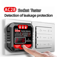 AC28 Socket Detector US/EU Universal Battery Tester Checker Test Power Socker LCD Voltage Tester Phase Meter Detector Tool
