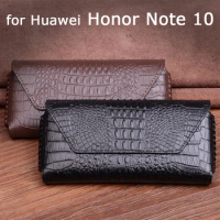 For Huawei Honor Note 10 Case Genuine Leather Phone Cover with Tempered Glass Screen Protector Handmade Flip Bag Fundas Skin