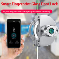 Fingerprint Glass Door Lock Intelligent Electronic Lock Single And Double Door Sliding Door Residence Office Shop Door Lock