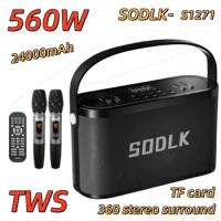 SODLK S1271 portable 560W high-power wireless MIC Bluetooth 5.0 speaker outdoor home theater Pair duet HIFI sound quality USB