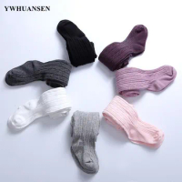 YWHUANSEN 0 to 12 Yrs Combed Cotton Children's Tights Cable Knitted Girls Pantyhose High Quality Warm Tights Baby Girls Clothes