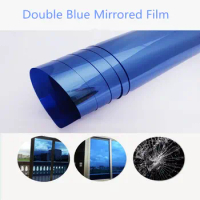 SUNICE 3MIL PET Film Double Blue Home Window Tint Self-adhesive Stained Glass Sticker One Way Mirror Privacy DIY Decoration
