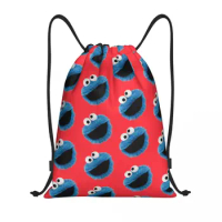 Custom Cookie Monster Pattern Drawstring Backpack Sports Gym Bag for Women Men Training Sackpack