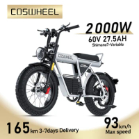 Coswheel Electric Bike 2000W 93Km/h Motorcyle Drit bike Ebike 20 Inch Fat Tire Bicycle 60V 27.5AH Bikes Adult Electric Bicycle