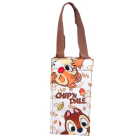 【小禮堂】Disney 迪士尼 奇奇蒂蒂 方形保冷水壺袋 - 白棕探頭(平輸品)