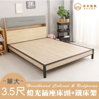 本木家具-伊姆 房間二件組-單大3.5尺 掀枕床頭+鐵床架