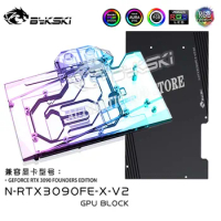 Bykski N-RTX3090FE-X-V2,RTX3090 GPU Water Cooling Block For NVIDIA RTX3090 Founder Edition Graphics Card,VGA Cooler A-RGB/RGB
