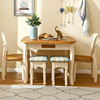 地中海餐桌椅組閤實木小戶型伸縮可折疊美式傢用簡約多功能桌子