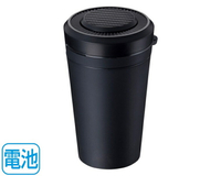 權世界@汽車用品 日本SEIKO 電池式 碳纖紋大按鈕開關式LED燈掀蓋煙灰缸 黑色瓶身 ED-245