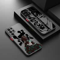 Demon Slayer Cute For Samsung S24 S23 S22 S21 S20 S10 FE Note 20 10 Ultra Lite Plus Frosted Translucent Phone Case