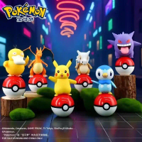 Original Pokemon Pull Tab Series Toys Pikachu Piplup Gengar Snorlax Scorbunny Mimikyu Ction Figure C