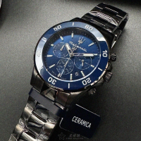【MASERATI 瑪莎拉蒂】MASERATI手錶型號R8873600005(寶藍色錶面寶藍錶殼深黑色精鋼錶帶款)