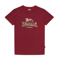 【LONSDALE 英國小獅】夏日扶桑花LOGO短袖T恤(暗紅LT002)