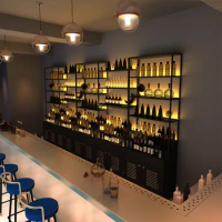 Cocktail Retail Bar Cabinets Inverted Holder Buffet Metal Bottle Wine Rack Wall Mounted Shelf Mueble Para Vino Club Furnitures