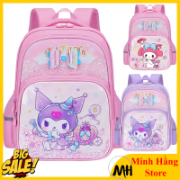 Balo Đi Học Cho Bé Gái lớp 1 đến lớp 9 Hoạ Tiết Hoạt Hình Kuromi melody Có Đai Phản Quang, cặp sách 