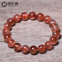 天然紅膠花手鏈男女款 火鳳凰鴆羽幽靈水晶手串飾品