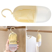 Clothing Dehumidifier Box Reusable Hanging Dehumidifier Packs Anti-Mold with Water Collector&amp;Hook for Wardrobe Closet Cabinet