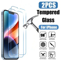 2Pcs Tempered Glass for IPhone 15 14 13 12 11 Pro Max Screen Protector for IPhone 12Mini 13Mini 7 8 14 Plus SE X XS XR Glass