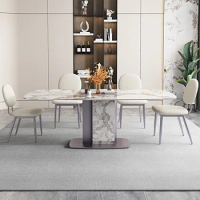 Light luxury bright rock plate dining table small family dining table marble dining table modern simple Nordic dining table
