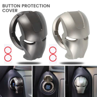 Car Interior Modification Iron Man One-key Start Button Protection Cover Sticker Ignition Device Switch Metal Decoration Sticker