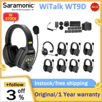 Saramonic WiTalk WT9D 1.9GHz 400m Condenser Full-Duplex Wireless Intercom Headset Microphone Communication System for 9 Users