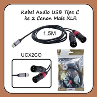 Kabel Audio Type C To Canon XLR 1.5 M - Kabel Y Splitter Usb-C to 2 Canon Male Audio Sound Card