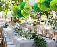 掛紙裝飾紙扇花紙絨球紙花球生日畢業公司活動綠色主題裝飾用品