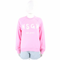 MSGM 品牌字母毛圈襯裡粉色棉質長袖運動衫 大學T