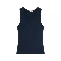 LOEWE Anagram Tank Top Lightweight Ribbed Silk Deep Marine