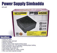 POWER SUPPLY SIMBADDA 450 WATT 80 PLUS 450 W PSU 450W SIMBADDA