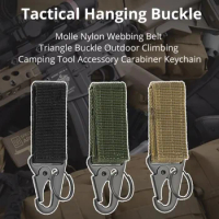 2pcs Triangle Keychain for Outdoor Climbing Tactical Hanging Buckle Molle Nylon Webbing Carabiner Belt Camping Tool Accessory