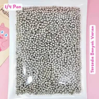 (1/4 PON) Manik Manik CCB Bulat 4mm Gold Silver Beads Spacer Mote - BH171 CCB Pon - Silver