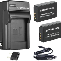 Battery (2 Pack) + Charger For Canon EOS77D, EOS200D, EOS250D, EOS750D, EOS760D, EOS800D, EOS8000D, 