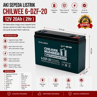 [PRODUKSI 2026] Chilwee 12V 20Ah 6-DZF-20 Number 1 Aki Baterai Sepeda Listrik VRLA Max Graphane Aki 